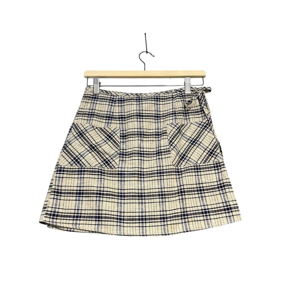 Vintage | Career Moves |‎ Plaid Linen Blend Wrap Skirt Size 5
